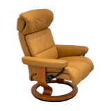 Ekornes chaise longue armchair in Norwegian Scandinavian leather, Chamois
