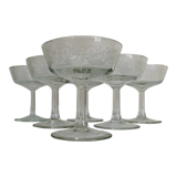 Lot 6 glasses champagne arabesque décor