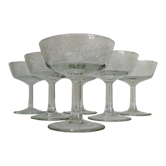Lot 6 glasses champagne arabesque décor