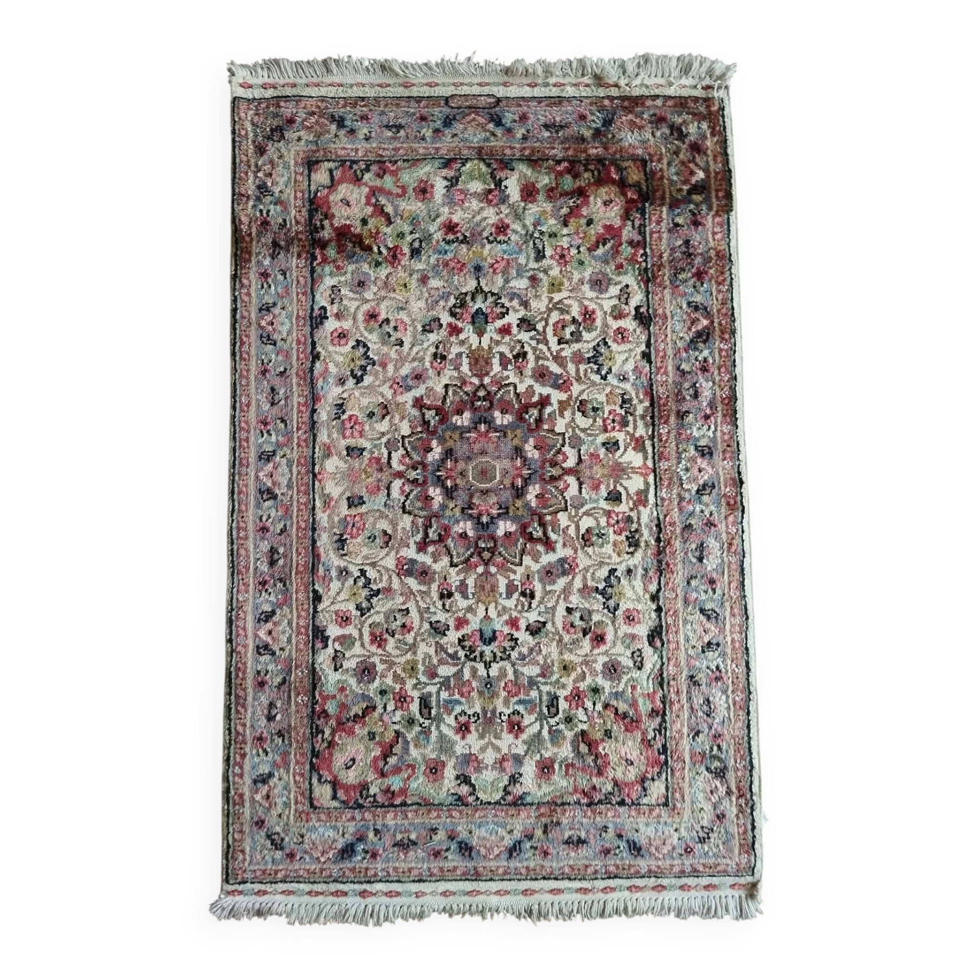 Handmade Pakistani wool and silk rug 122x77cm