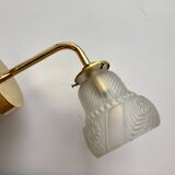 Gold bent wall light vintage tulip in frosted glass
