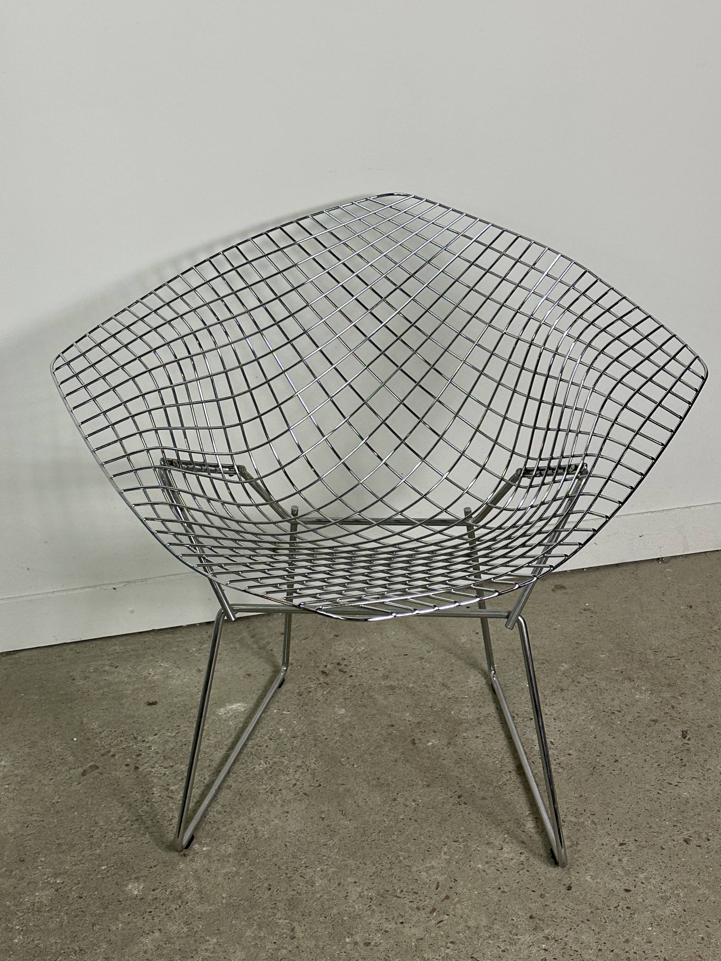 Diamond Bertoia armchair in chrome metal vintage 80