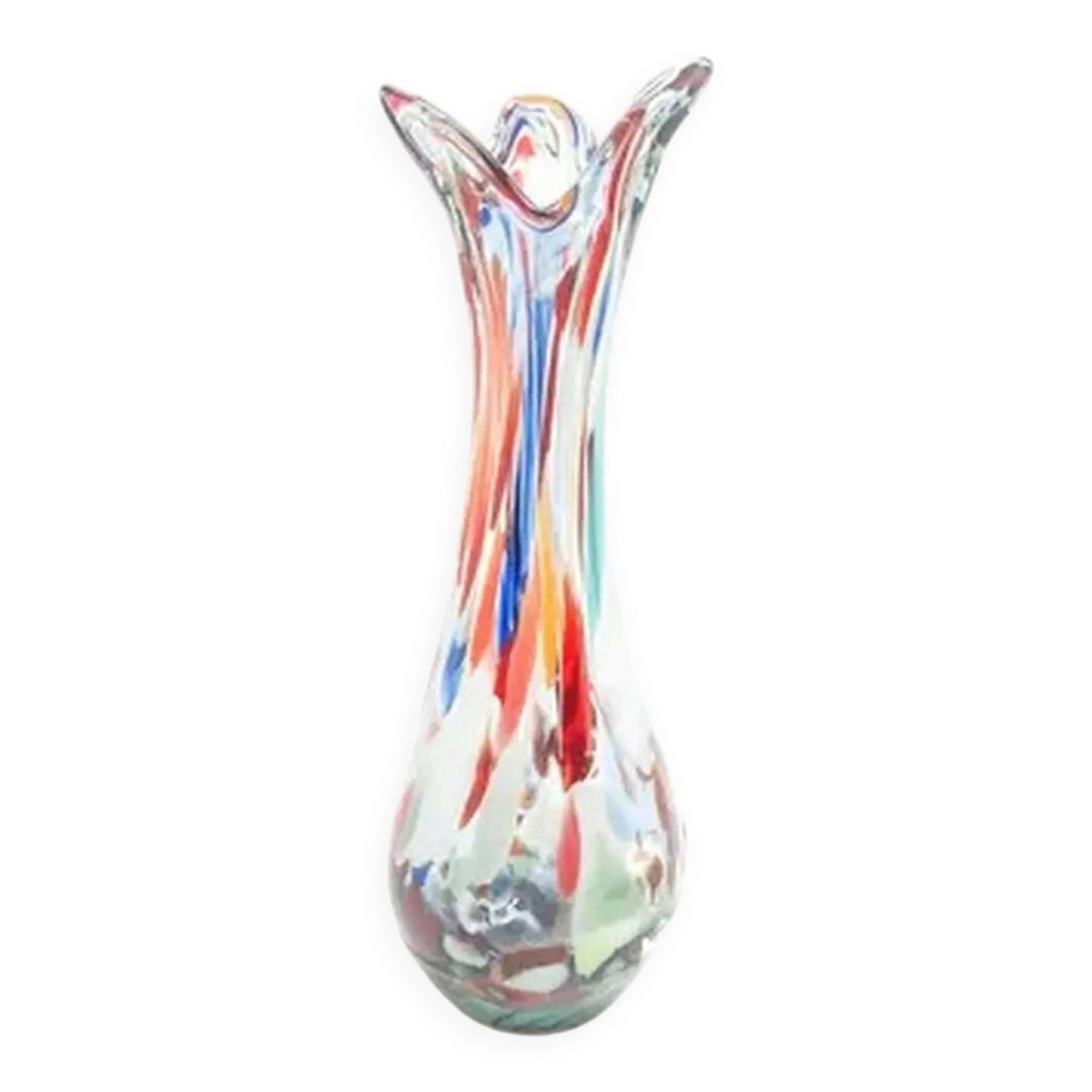 Sekacz vase, mid-century modern, multicolour glass, Huta Krosno, Poland, 1970s