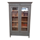 Ancienne Armoire Bibliothèque vitrée Patinée Gris