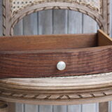 Wooden drawer with aluminum button