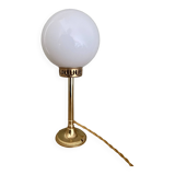 Vintage globe table lamp in white opaline
