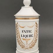 2 porcelain medicine jars nineteenth apothecary theriaca extr liquir