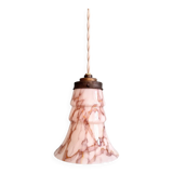 Art Deco pendant light in pink marbled opaline (4 available)