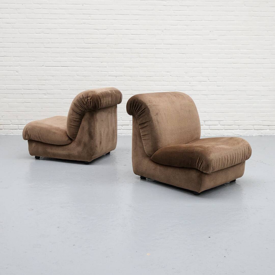 Italian Mimo Padova Lounge Chair Chenille 1970s