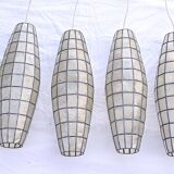 Luminaire fuseau 62cm nacre et laiton années 70