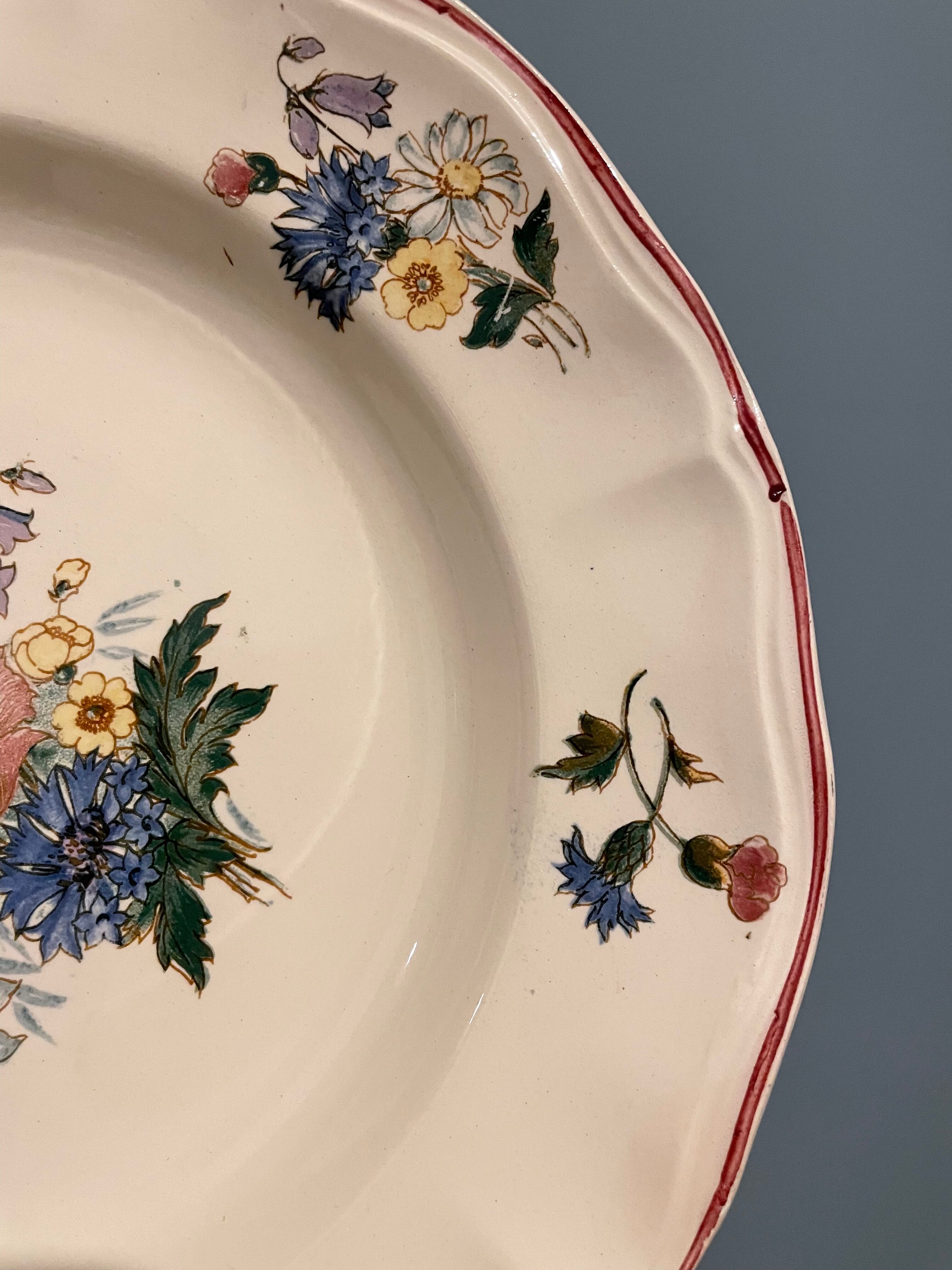 Set of 8 hollow plates in Earthenware Digoin Sarreguemines, Agreste model