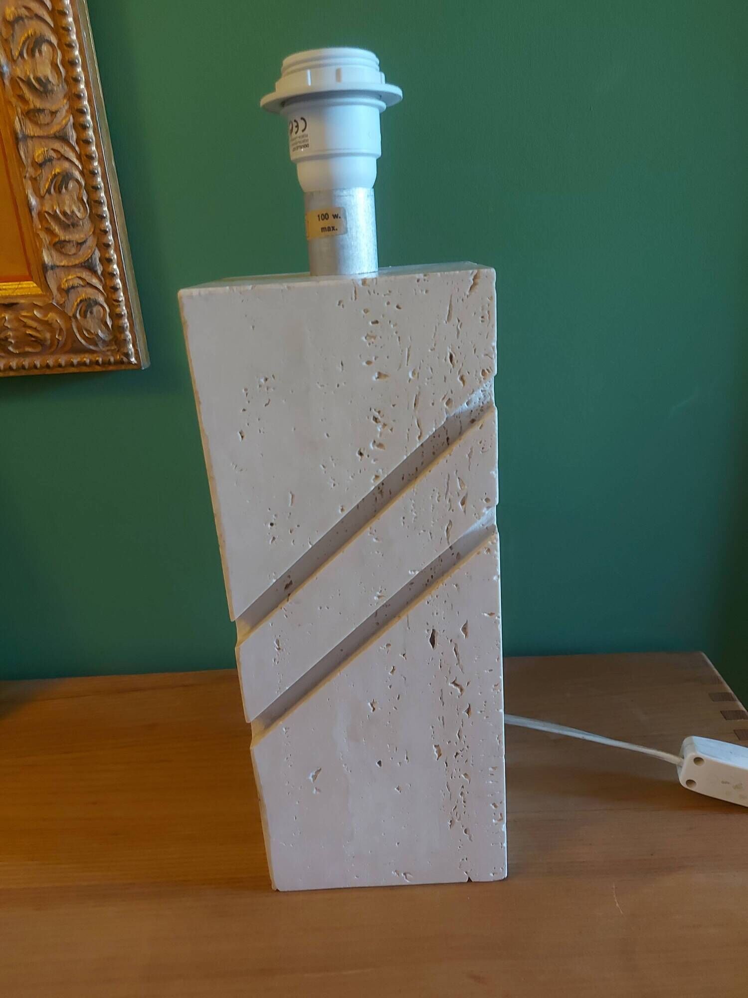 Travertine lamp foot with its original lampshade