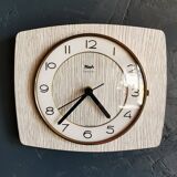 Vintage formica clock silent rectangular wall clock "Flash gray white"