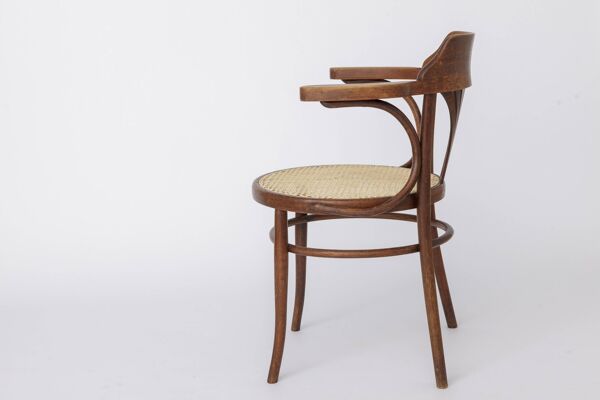 Chaise en bois cintré vintage par Fischel Autriche années 1940-1950   Bois de hêtre restauré