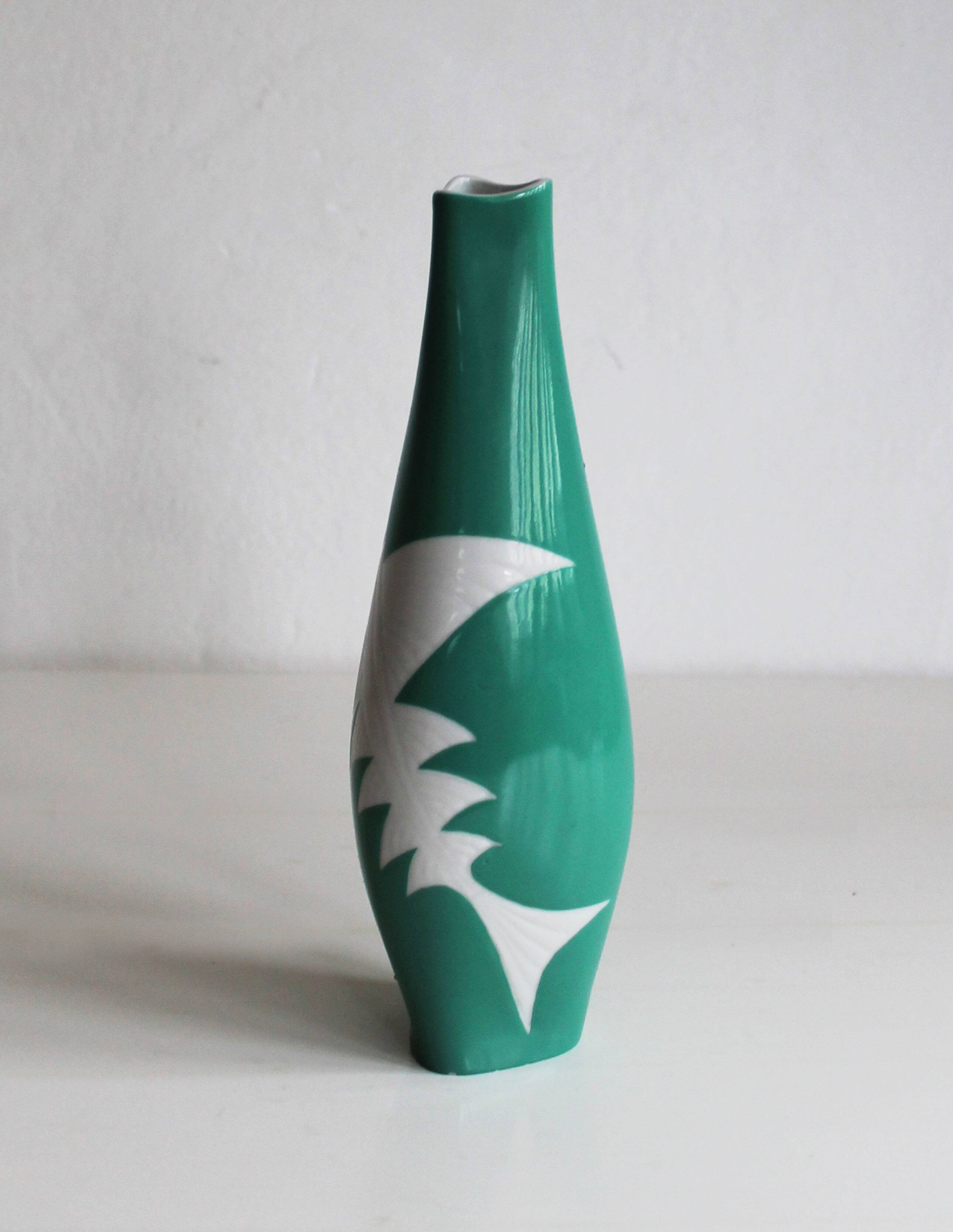1960s Green Ceramic Vase by Jaroslav Jezek for Royal Dux