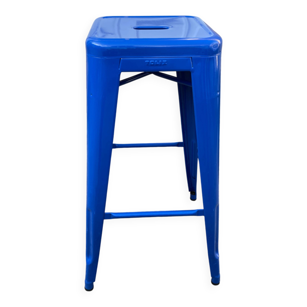Véritable tabouret haut de bar métal industriel tolix h75 empilables bleu