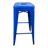 Genuine tolix h75 industrial metal bar stool, stackable, blue.