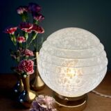 Vintage Art Deco globe table lamp in white Clichy glass