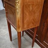 Bedside in marquetry with bronze