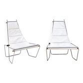 A pair of low chairs. France 70s