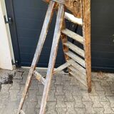 Antique authentic painter's stepladder in vintage patinated wood