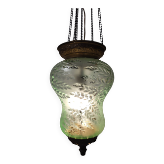 Art nouveau Uranium of annagroen hanglamp, Frankrijk, 1900