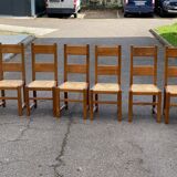 6 solid oak straw farmhouse dining chairs