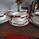 10 vintage coffee cups and 9 saucers, Salins earthenware, 1950
