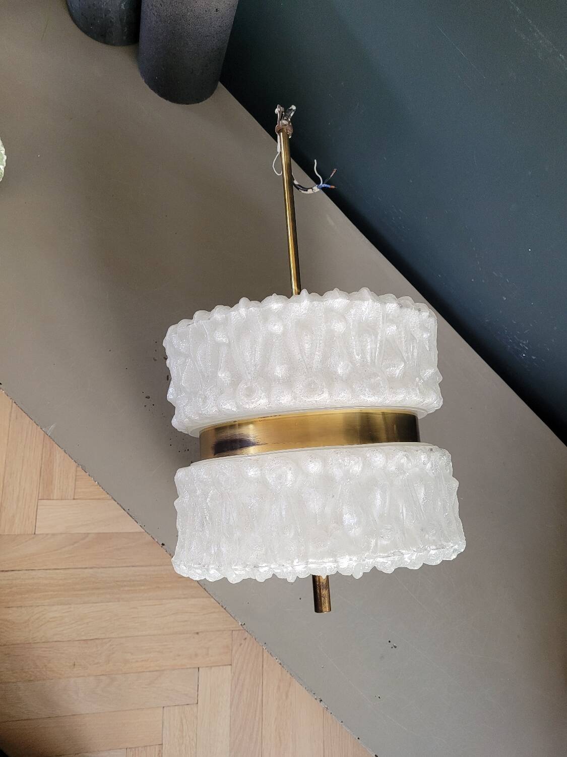 50s molded glass pendant light