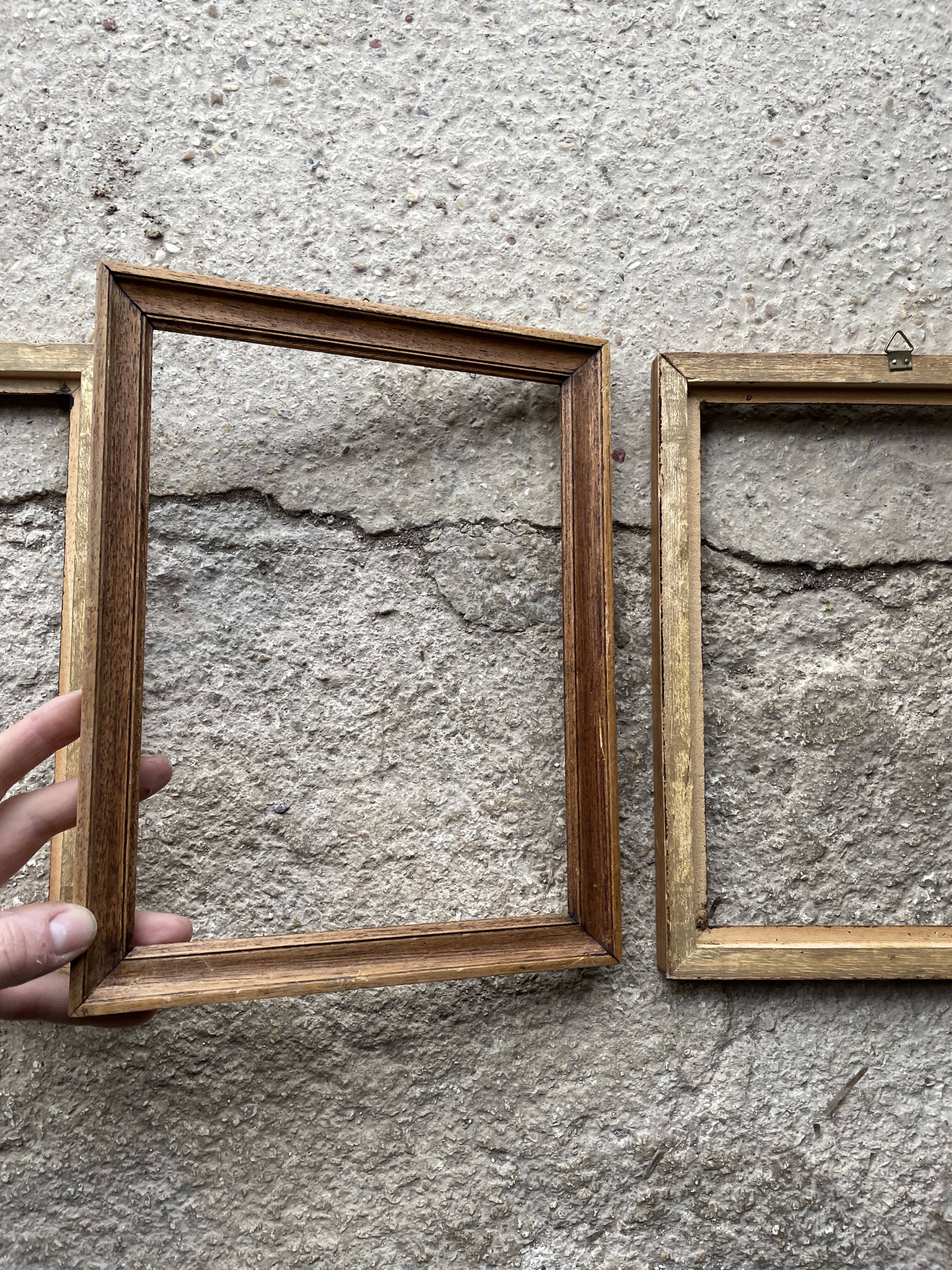 Set of 3 old wooden frames
