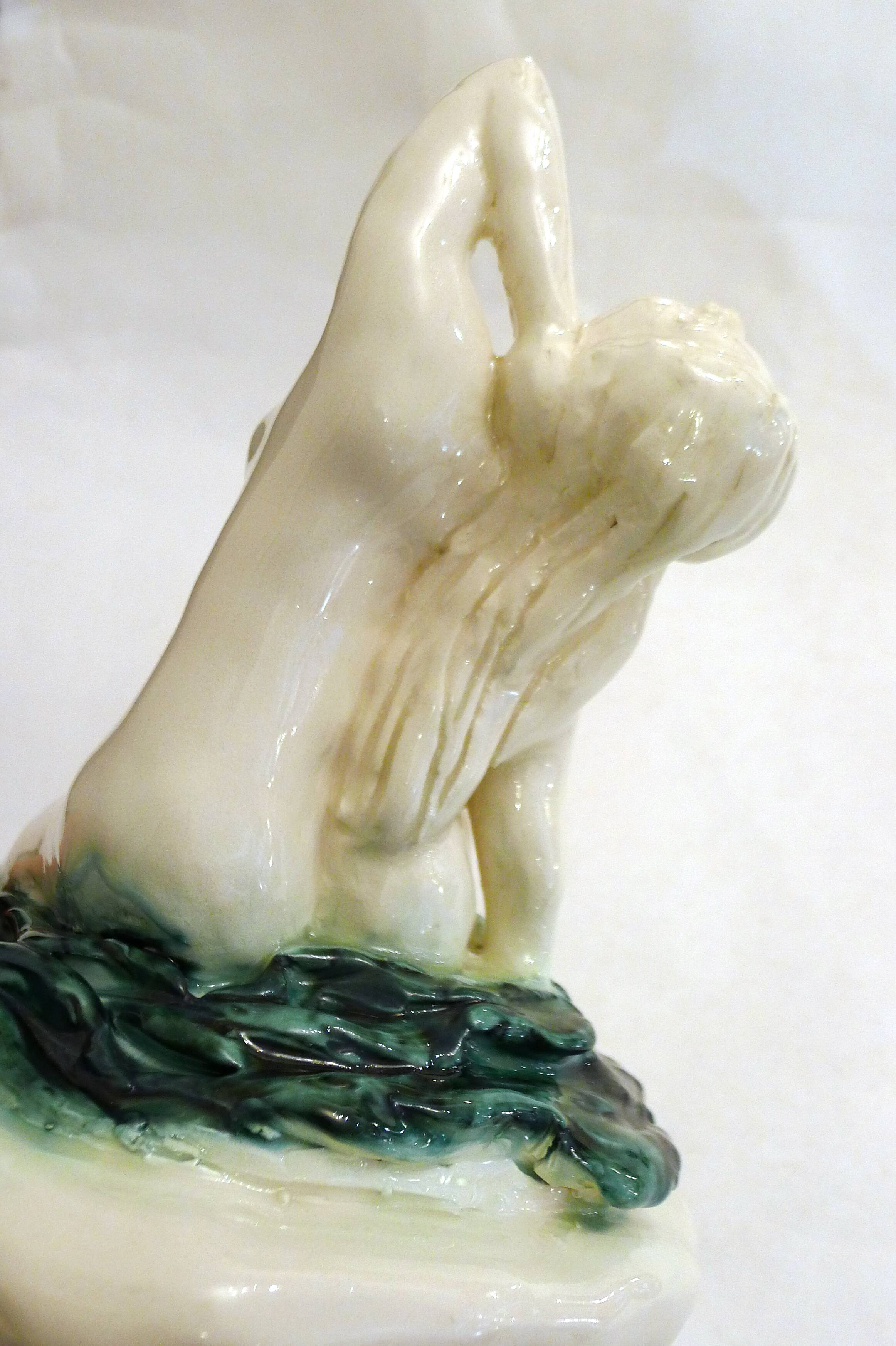 Mid-century Bathing Woman sculpture, ceramic piece.