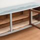 Art Deco sideboard renovated in blue-grey – Bevelled glass and wooden legs – 132.5 cm