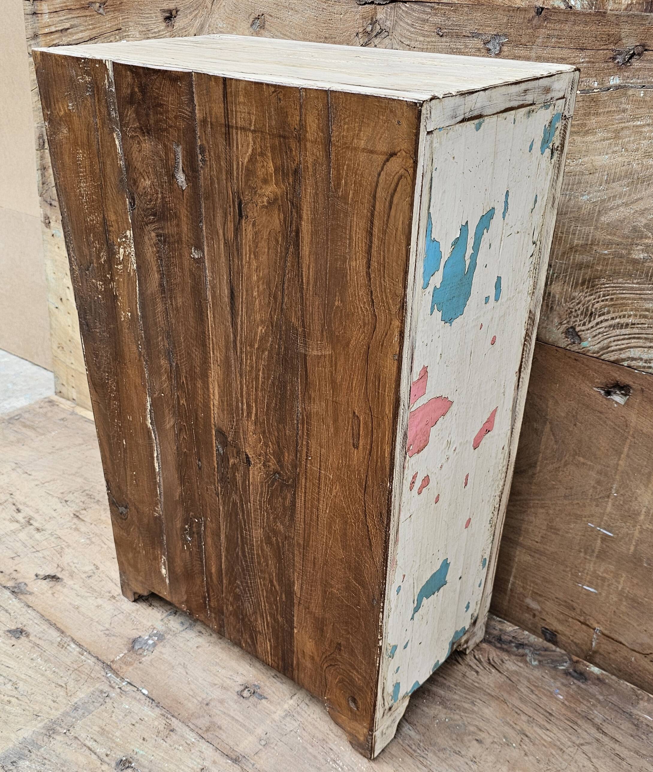 Antique bedside table - tribal cabinet in Burmese teak