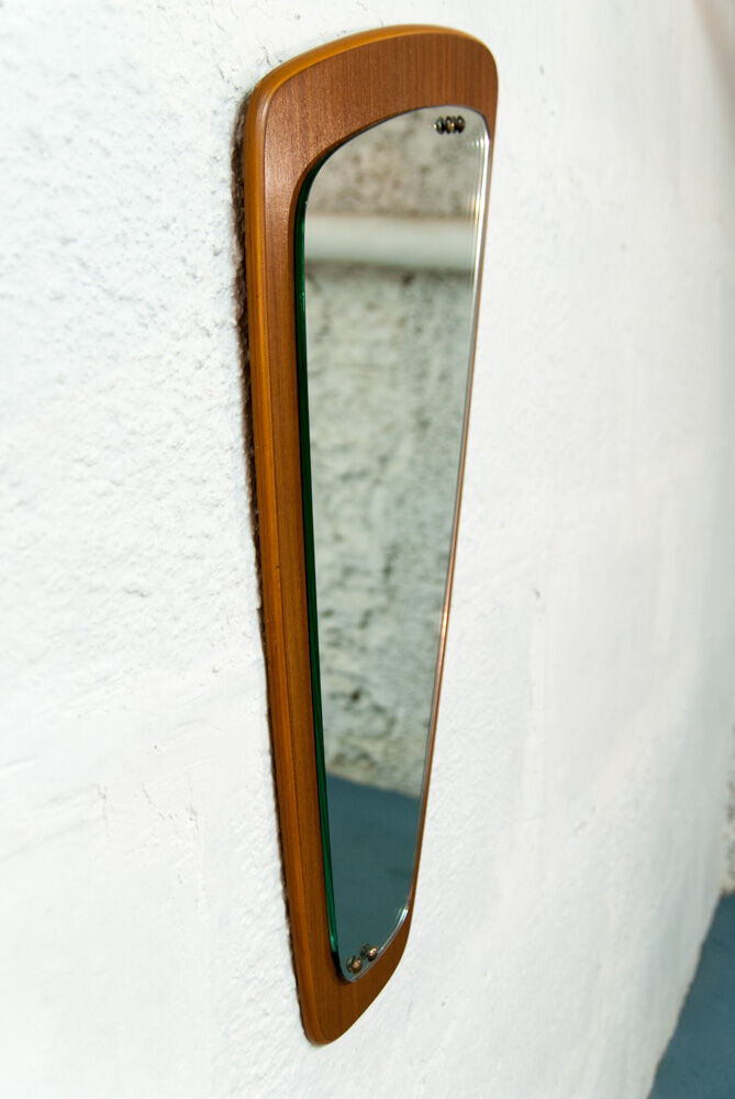Asymmetric mirror teak 37x76cm