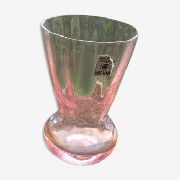 Vase cristal rose proudré fait main