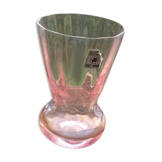 Vase cristal rose proudré fait main