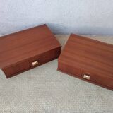 Pair of hanging teak bedside tables