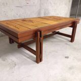 Vintage coffee table in wood and ceramics of Vallauris 60s 70s