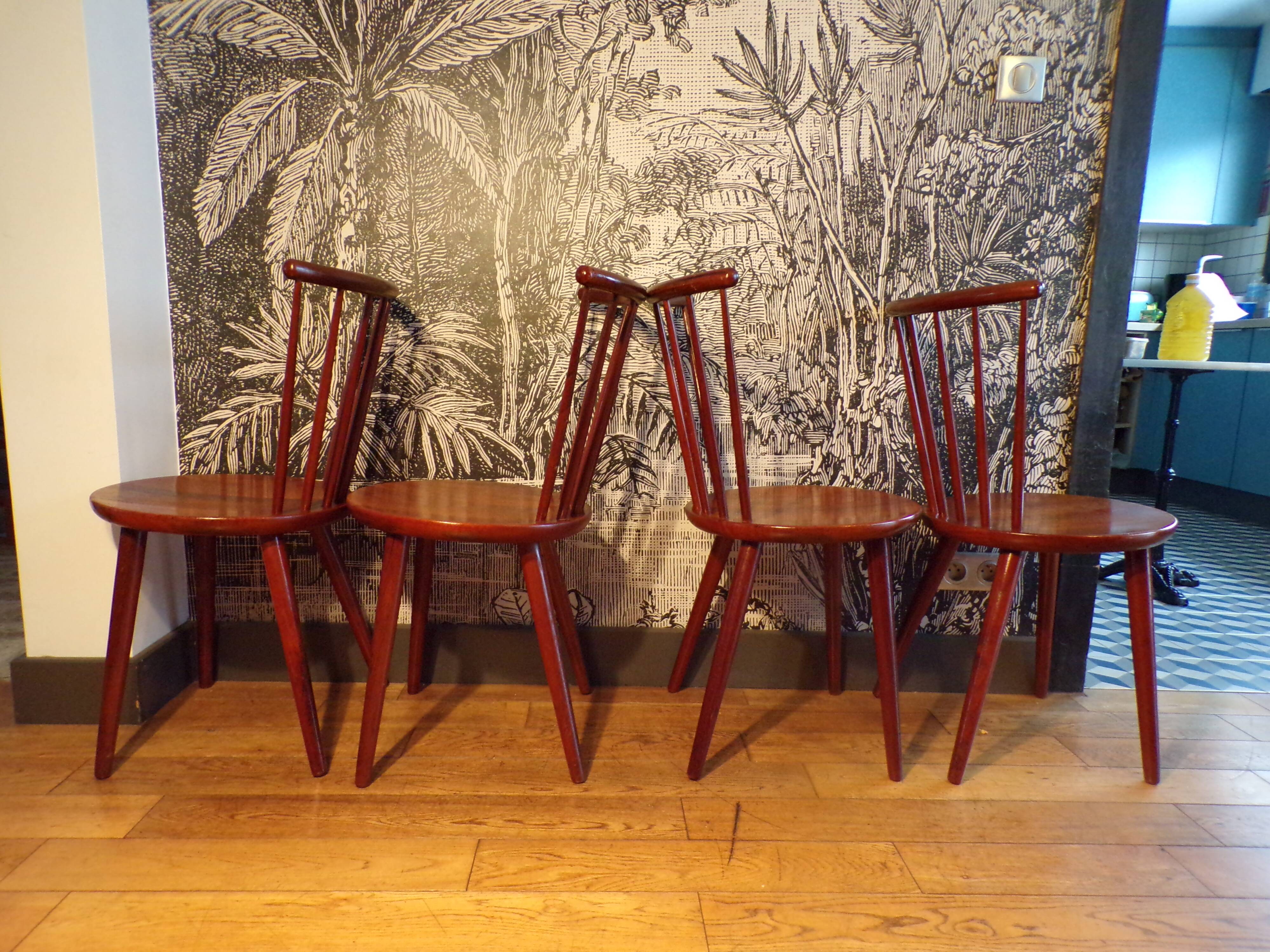 Set of 4 Scandinavian teak chairs.