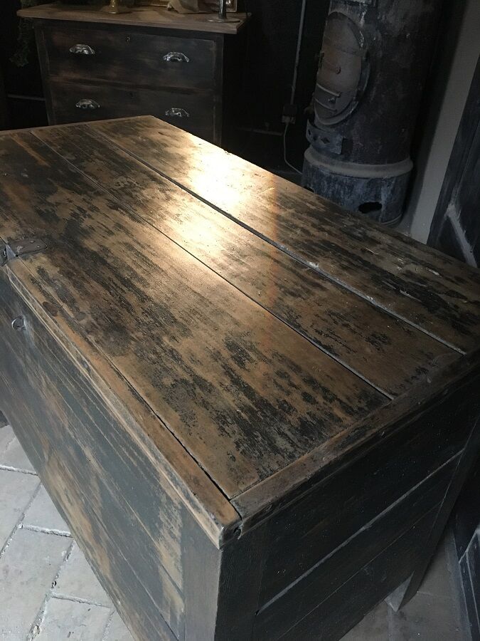 Old patinated wooden chest early 20th century