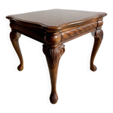 Grande table d'appoint en bois avec pieds en cabriole