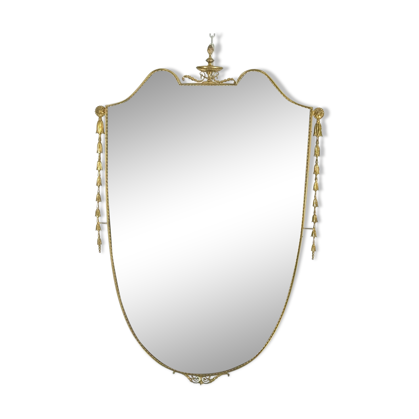 Mid-century Italian mirror in brass. Italy 1950s
