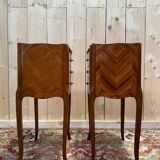 Pair of Louis XV style bedside tables in marquetry.