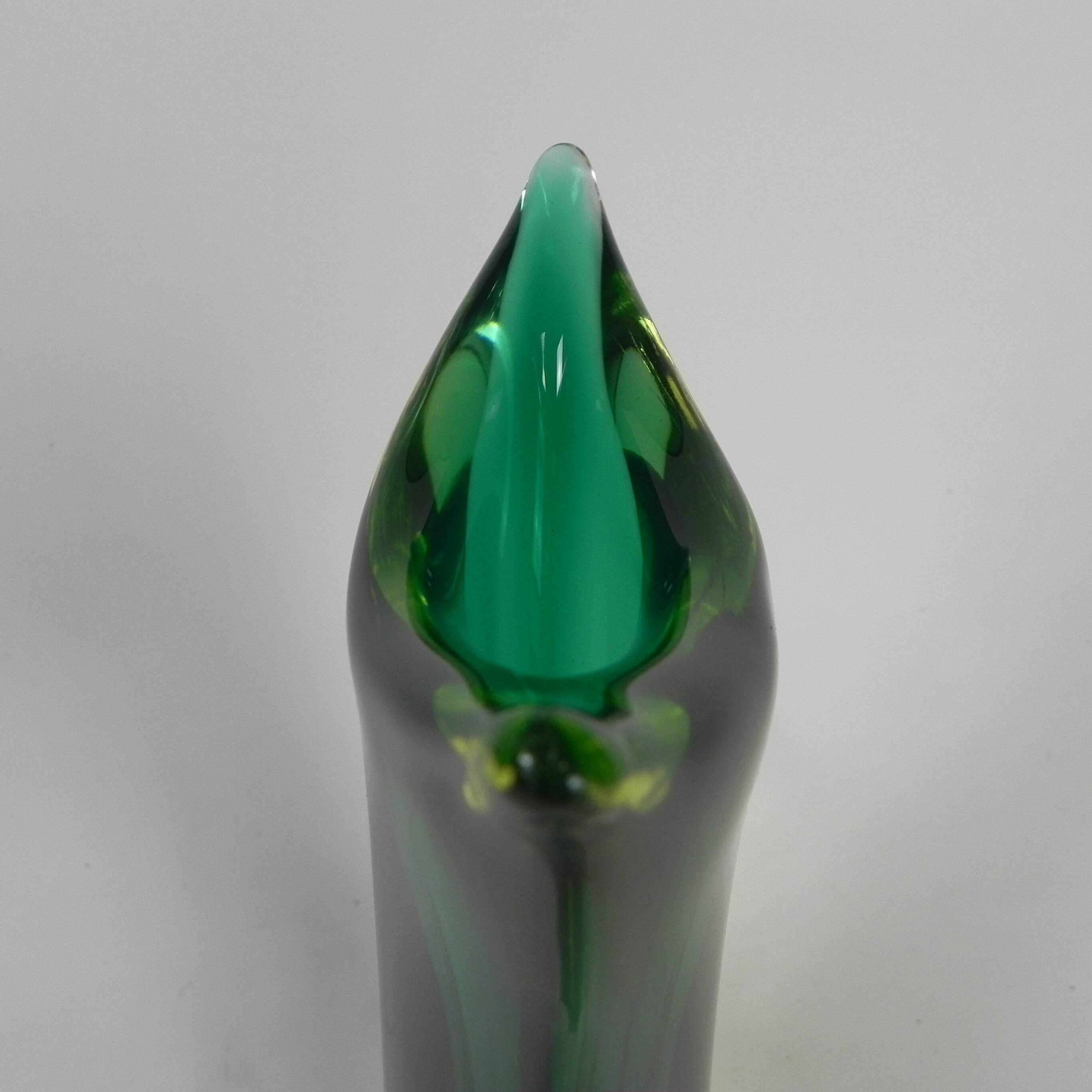 Murano Sommerso vase in green and amber yellow glass, 1960s