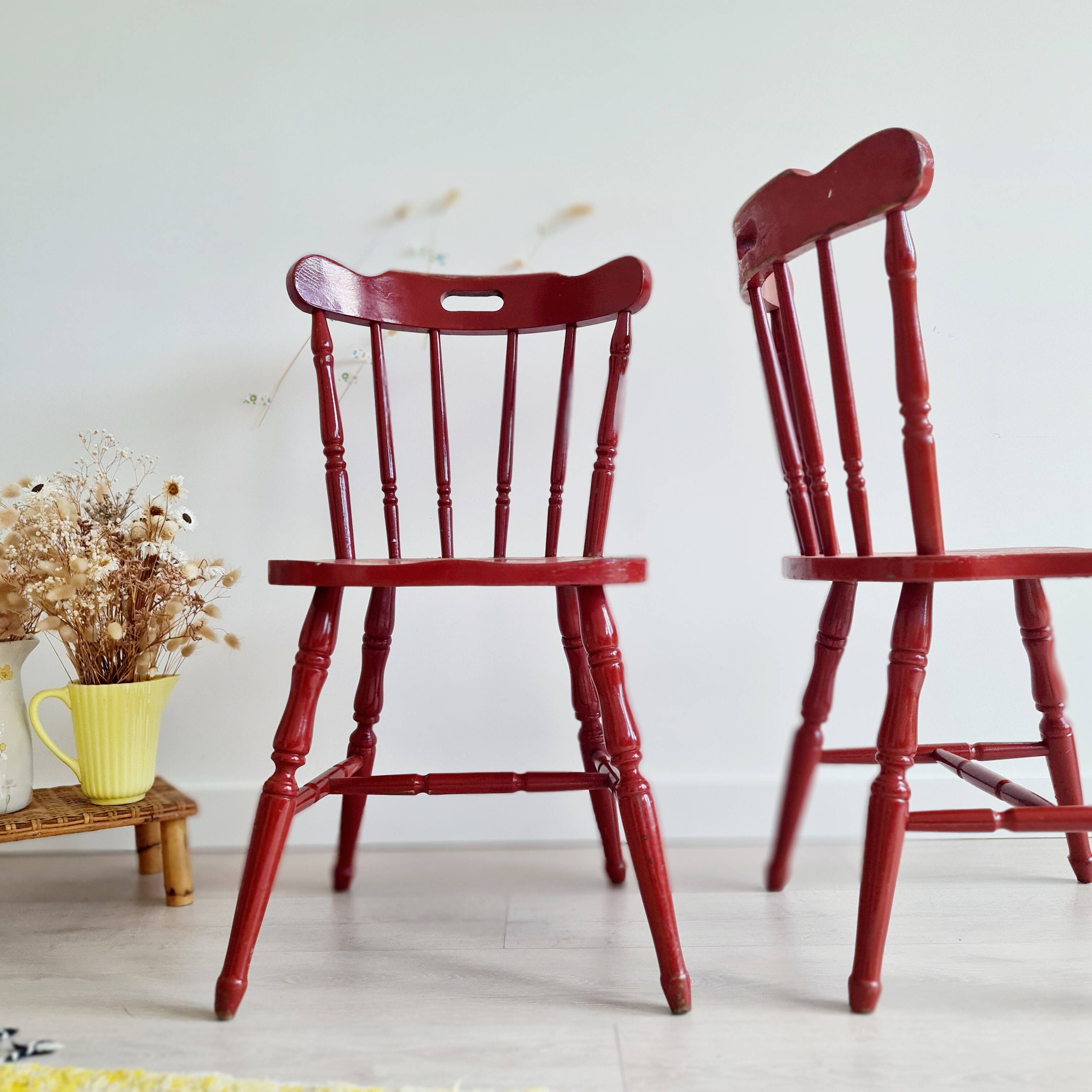 Antique Western bistro chairs in patinated red