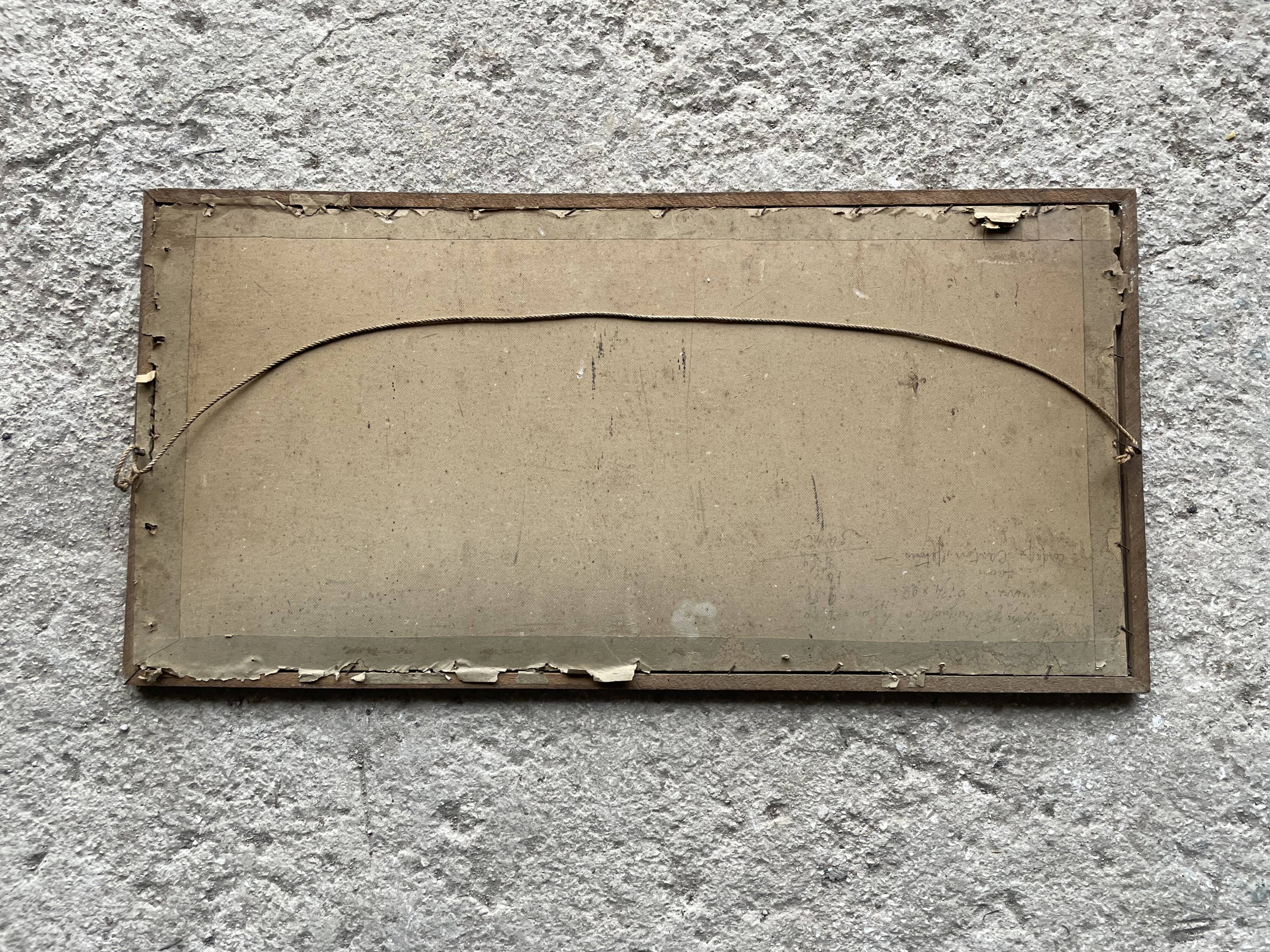 Old watercolor under glass