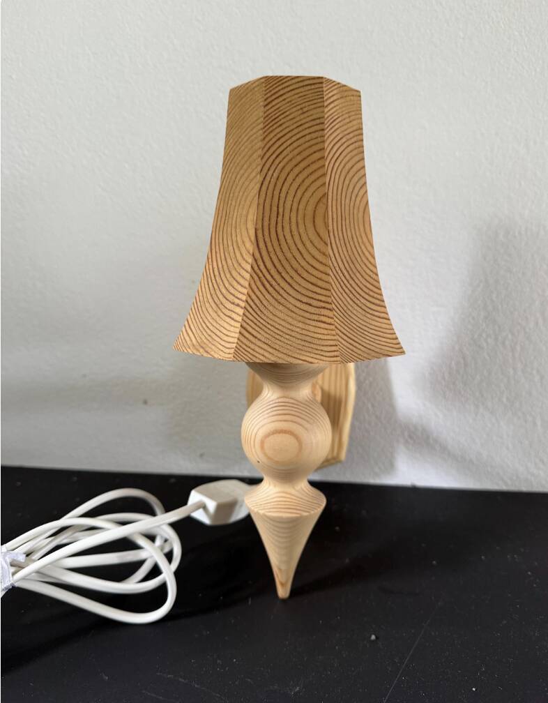 Pair wall sconces pine wood, swedish, 1970s