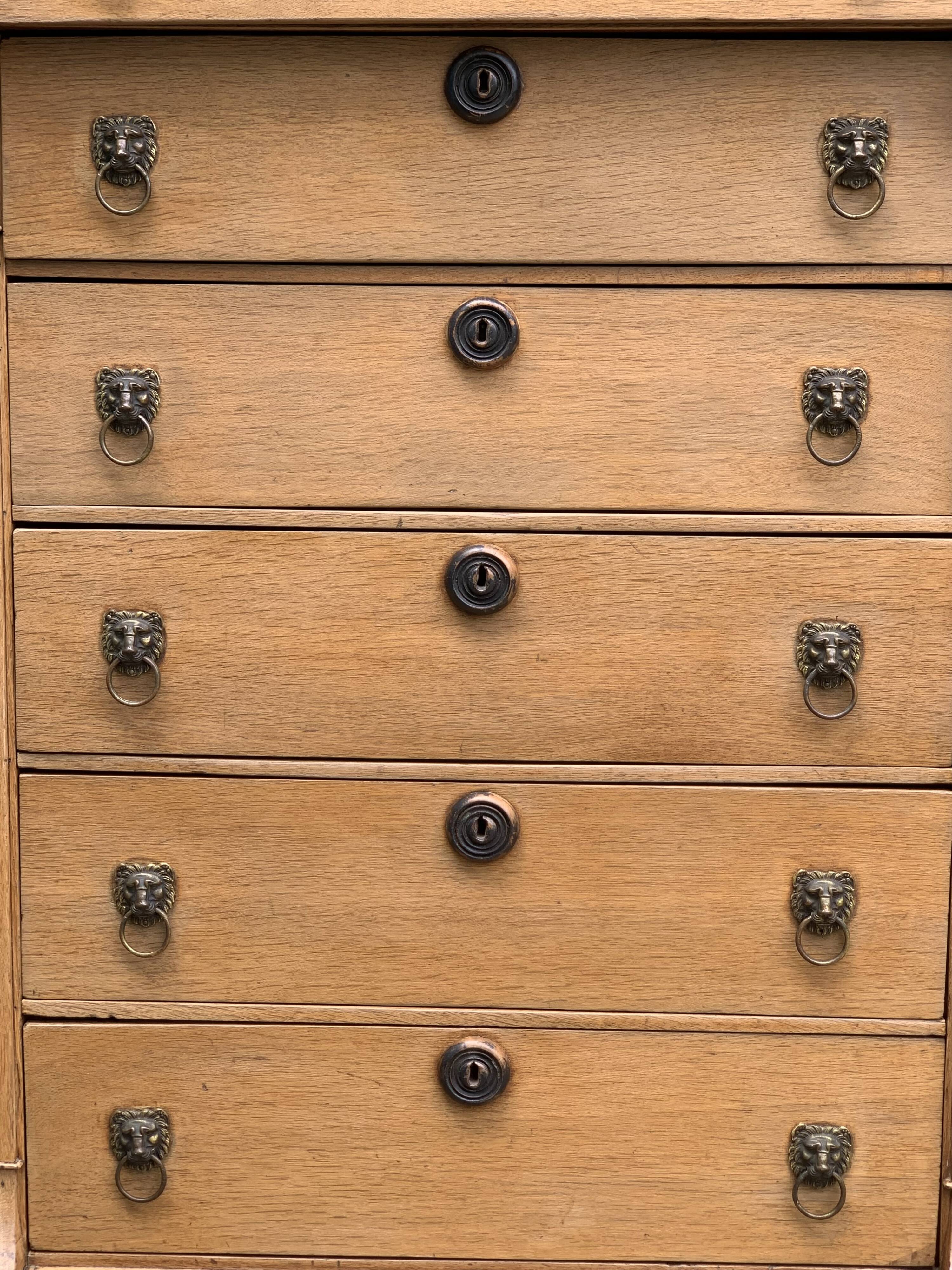 Empire high chest of drawers in solid raw oak