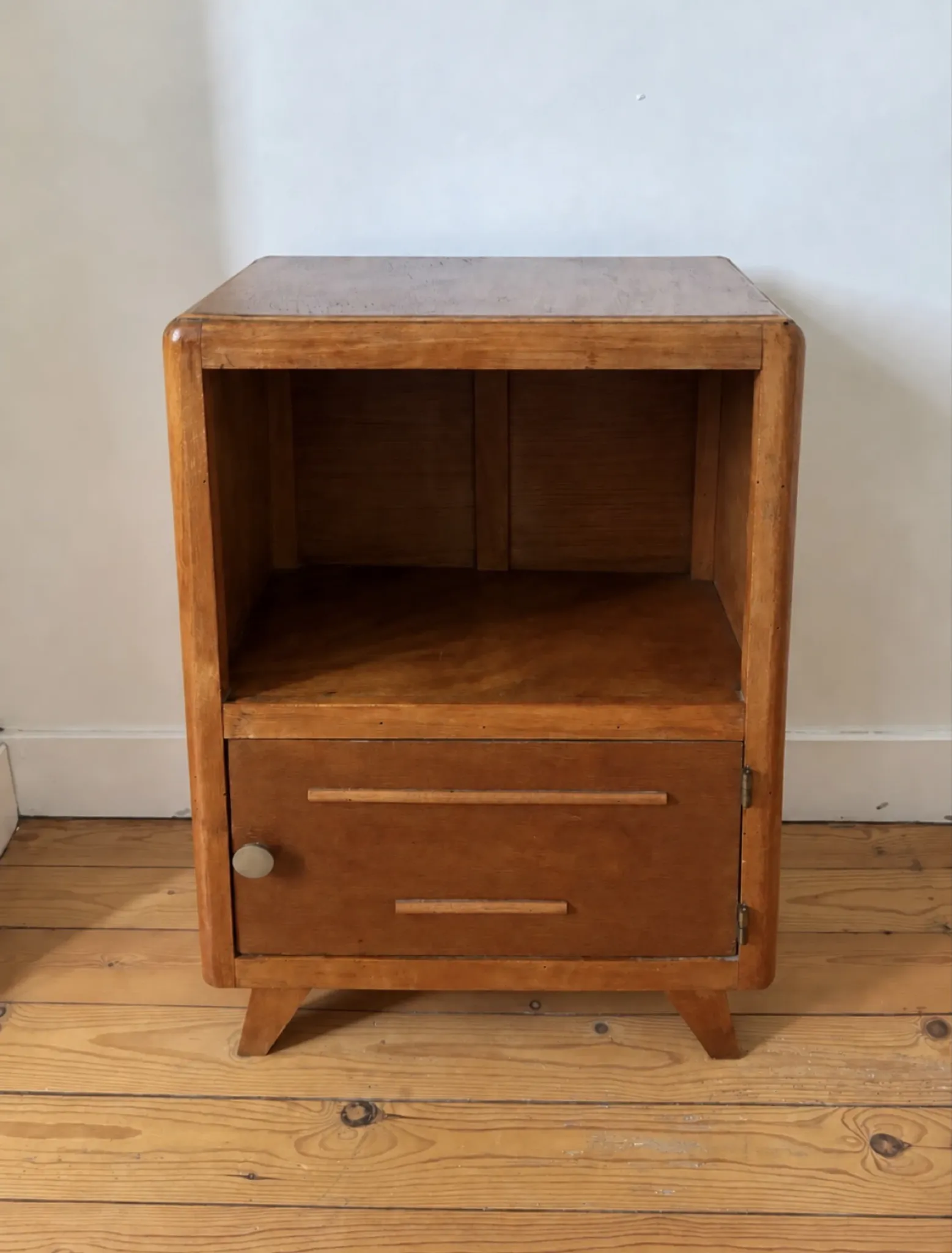 Pair of vintage 1950s oak bedside tables