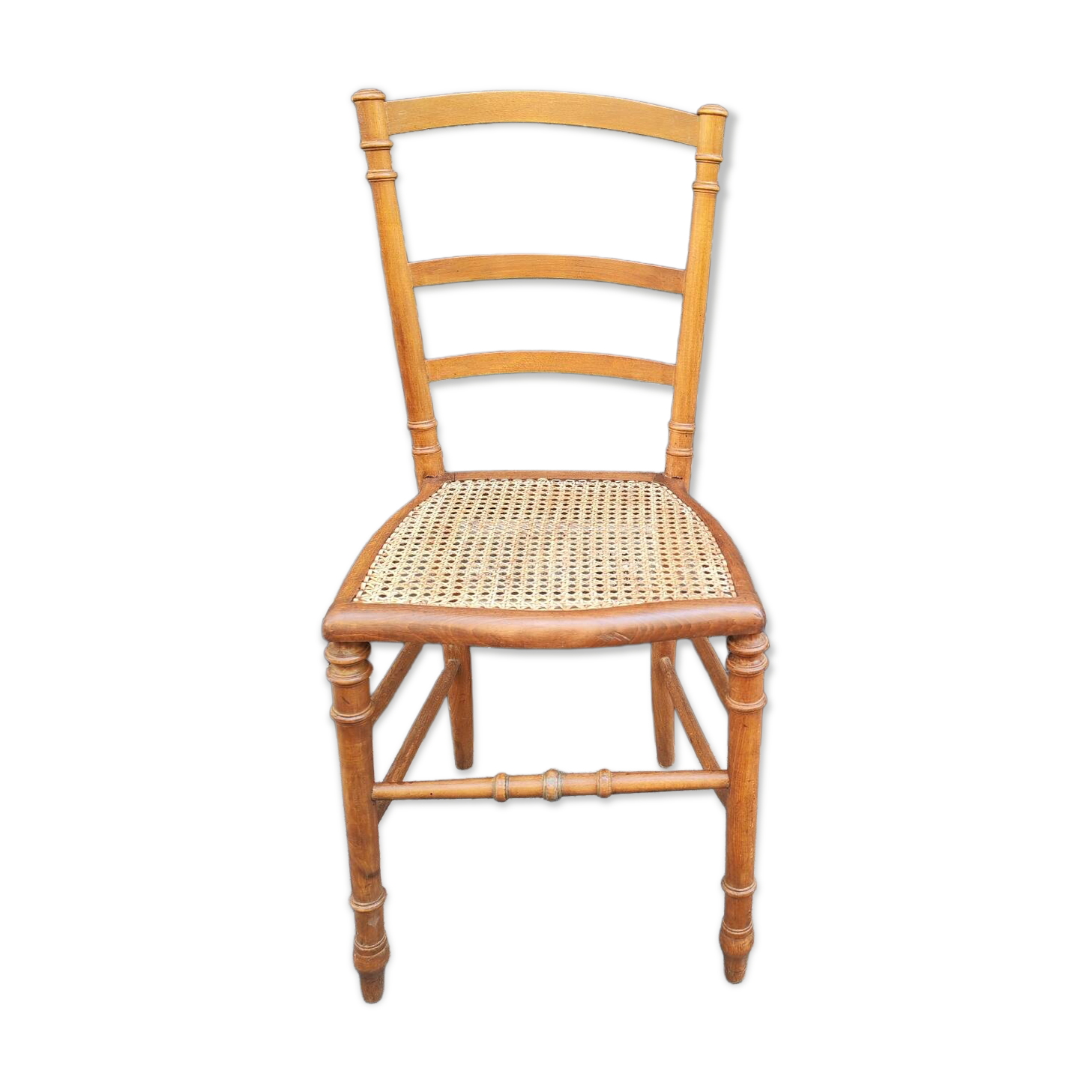 Chaise ancienne en bois et canage